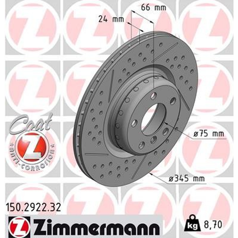Zimmermann Formula F 150.2922.32 Bremsscheibe 345mm BMW F Reihe für M Sportbremse Hinterachse